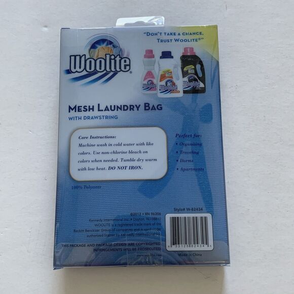 2 pk Woolite Mesh Laundry Bag Drawstring Wash Travel Storage 24x36 Blue - Picture 3 of 3